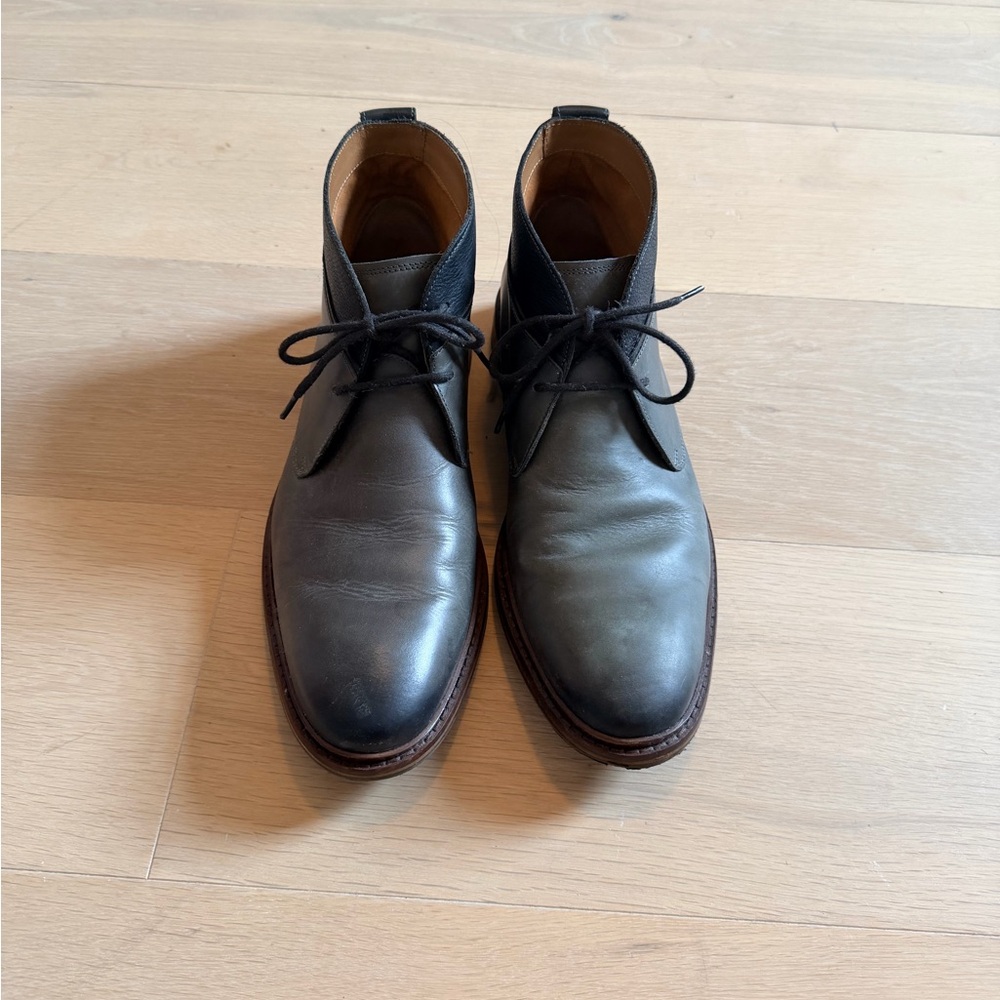 Cole Haan Black Leather Chukka Boots with Brown Welt